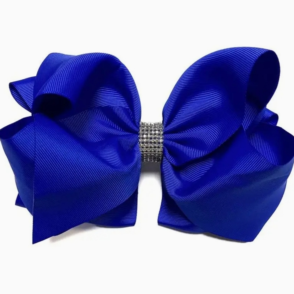Royal Blue Double Layer Rhinestone Bow